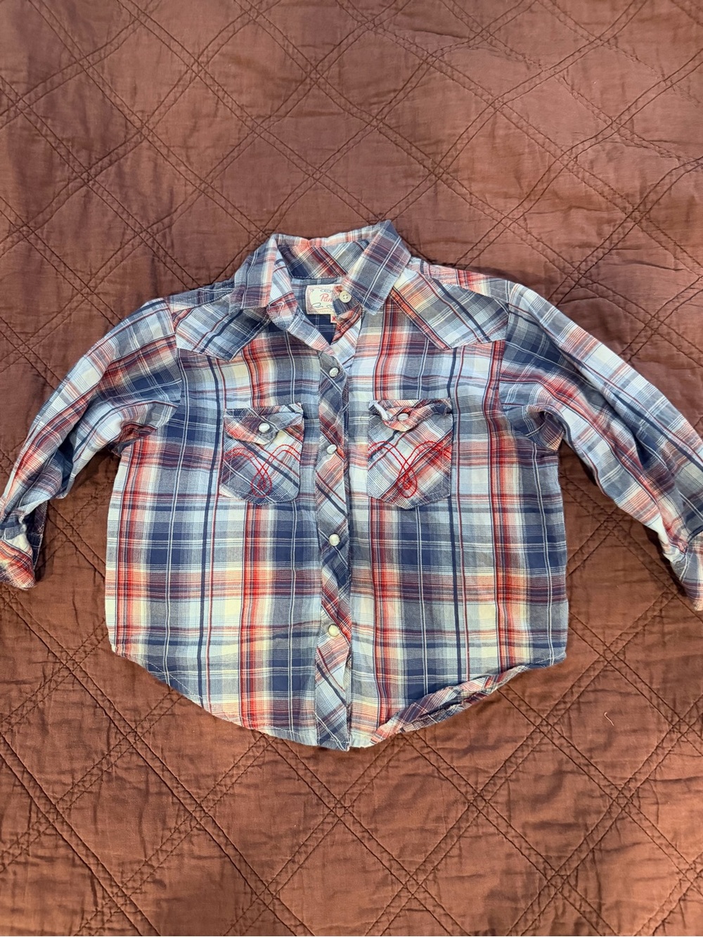 Pear snap Cowboy/girl toddler rodeo western Long-Sleeve Plaid Button-Down Shirt